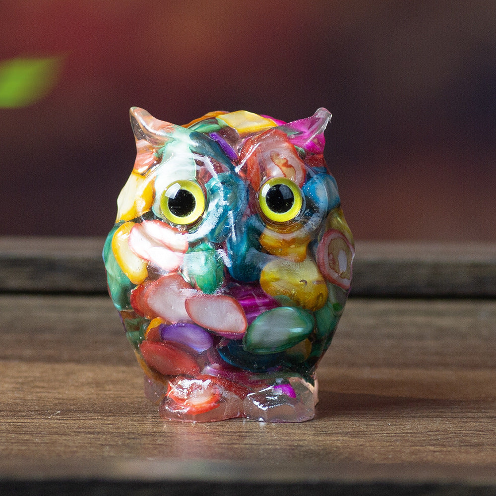 Cartoon Style Resin Owl Ornament For Birthday Decoration, Charming And Durable Home Decor
