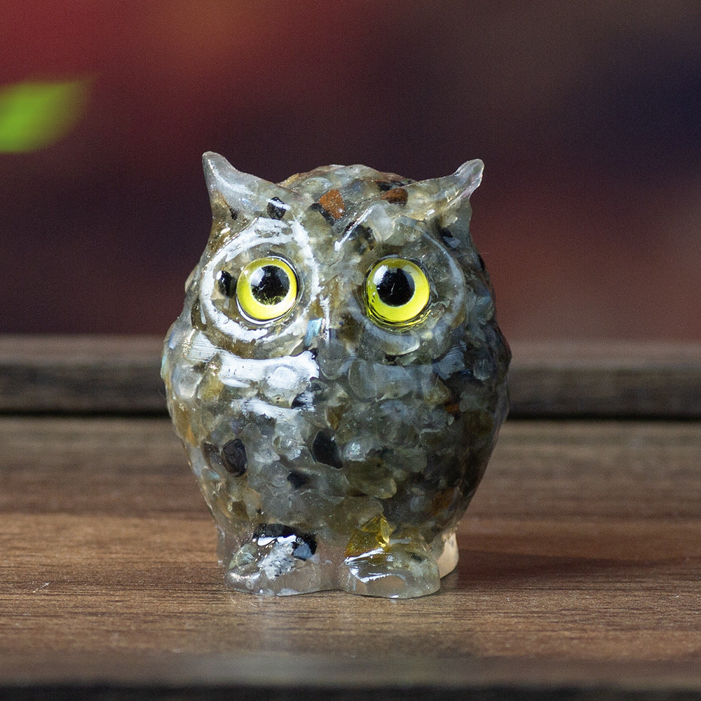 Cartoon Style Resin Owl Ornament For Birthday Decoration, Charming And Durable Home Decor