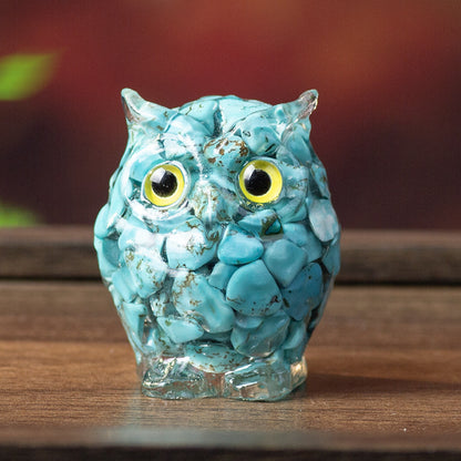 Cartoon Style Resin Owl Ornament For Birthday Decoration, Charming And Durable Home Decor