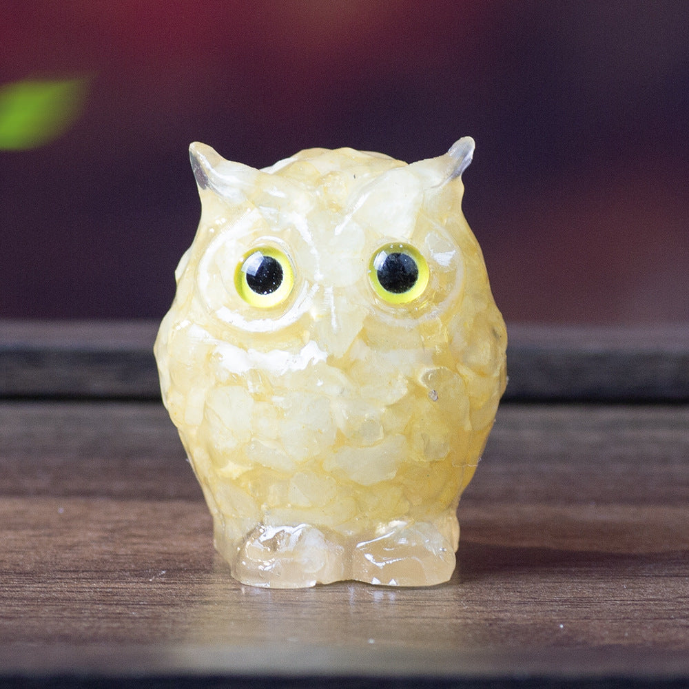 Cartoon Style Resin Owl Ornament For Birthday Decoration, Charming And Durable Home Decor