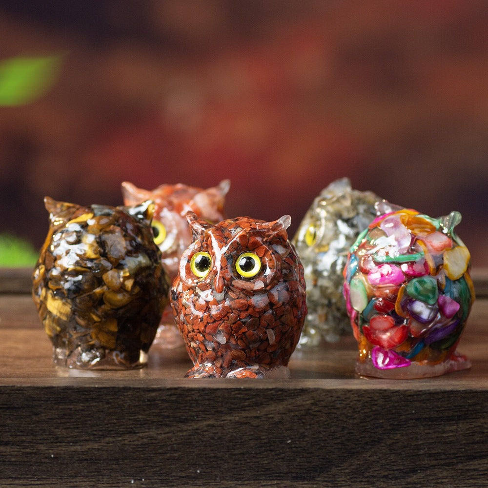 Cartoon Style Resin Owl Ornament For Birthday Decoration, Charming And Durable Home Decor