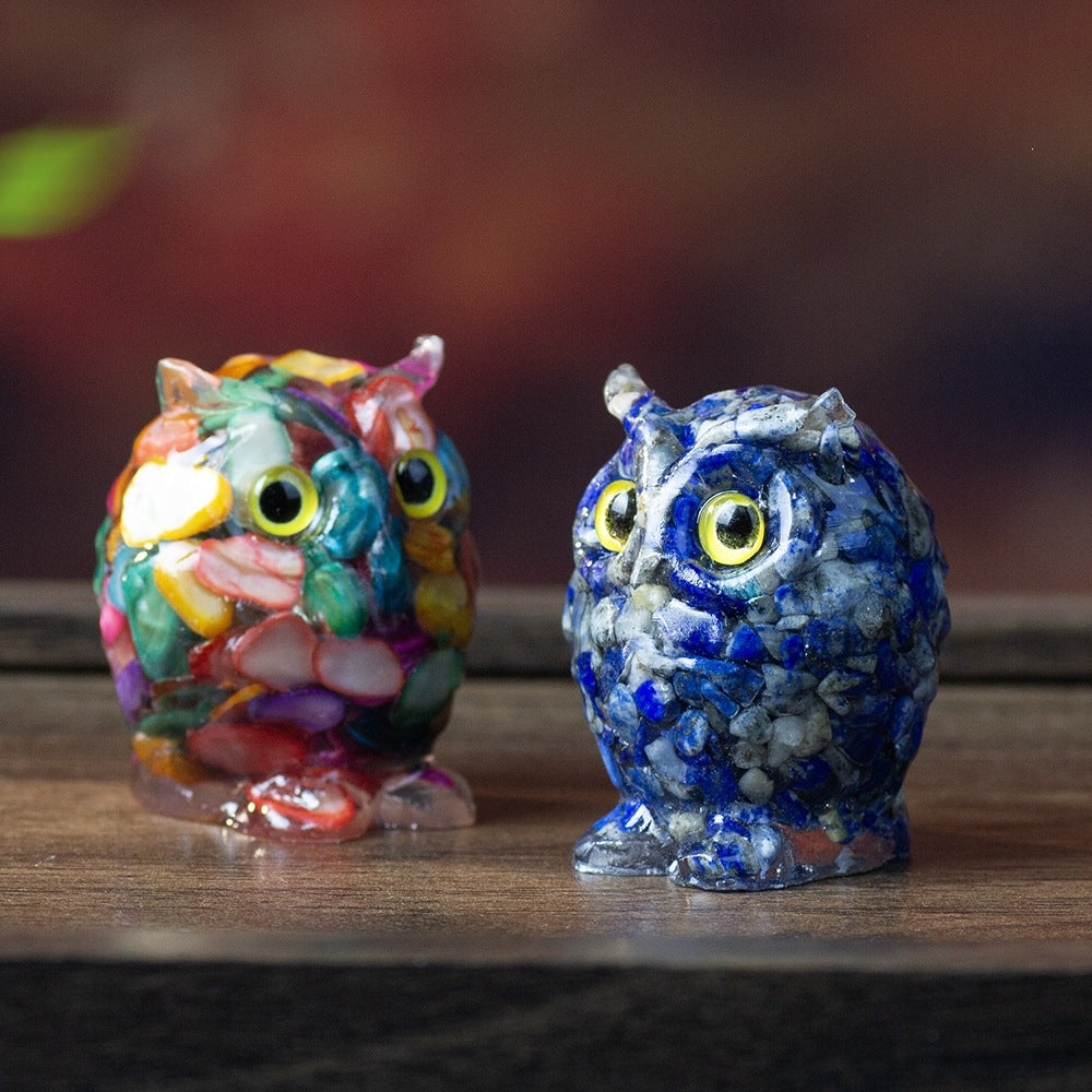 Cartoon Style Resin Owl Ornament For Birthday Decoration, Charming And Durable Home Decor