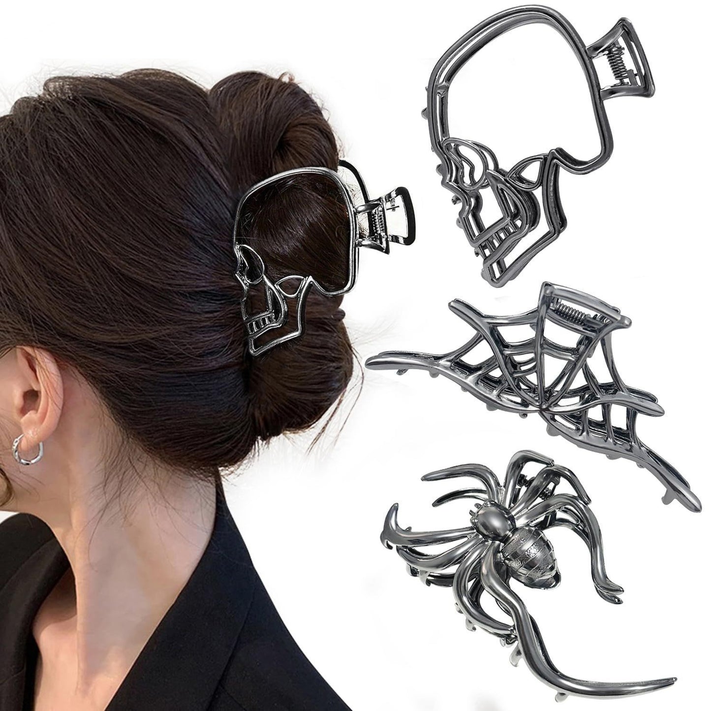 Bat Hair Claws For Women, Alloy Hairpin Set Of 3 Pieces, Perfect Halloween Hair Accessories