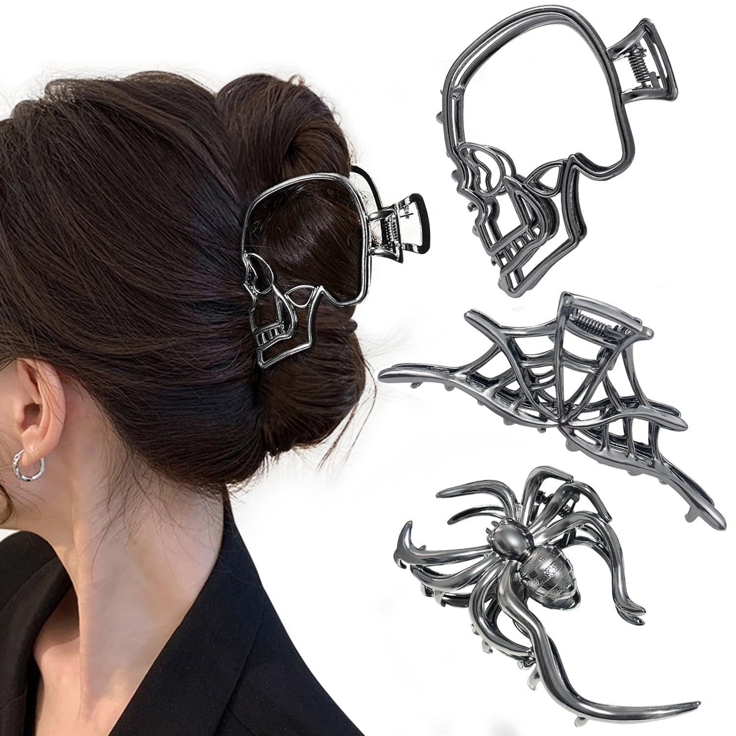 Bat Hair Claws For Women, Alloy Hairpin Set Of 3 Pieces, Perfect Halloween Hair Accessories