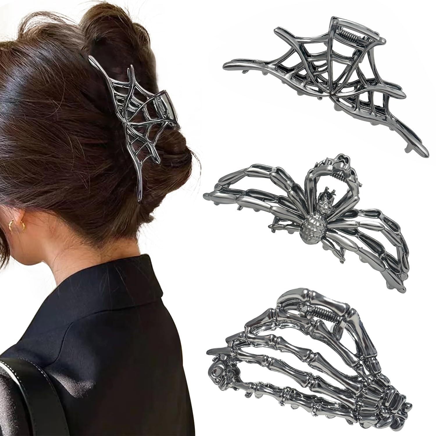 Bat Hair Claws For Women, Alloy Hairpin Set Of 3 Pieces, Perfect Halloween Hair Accessories