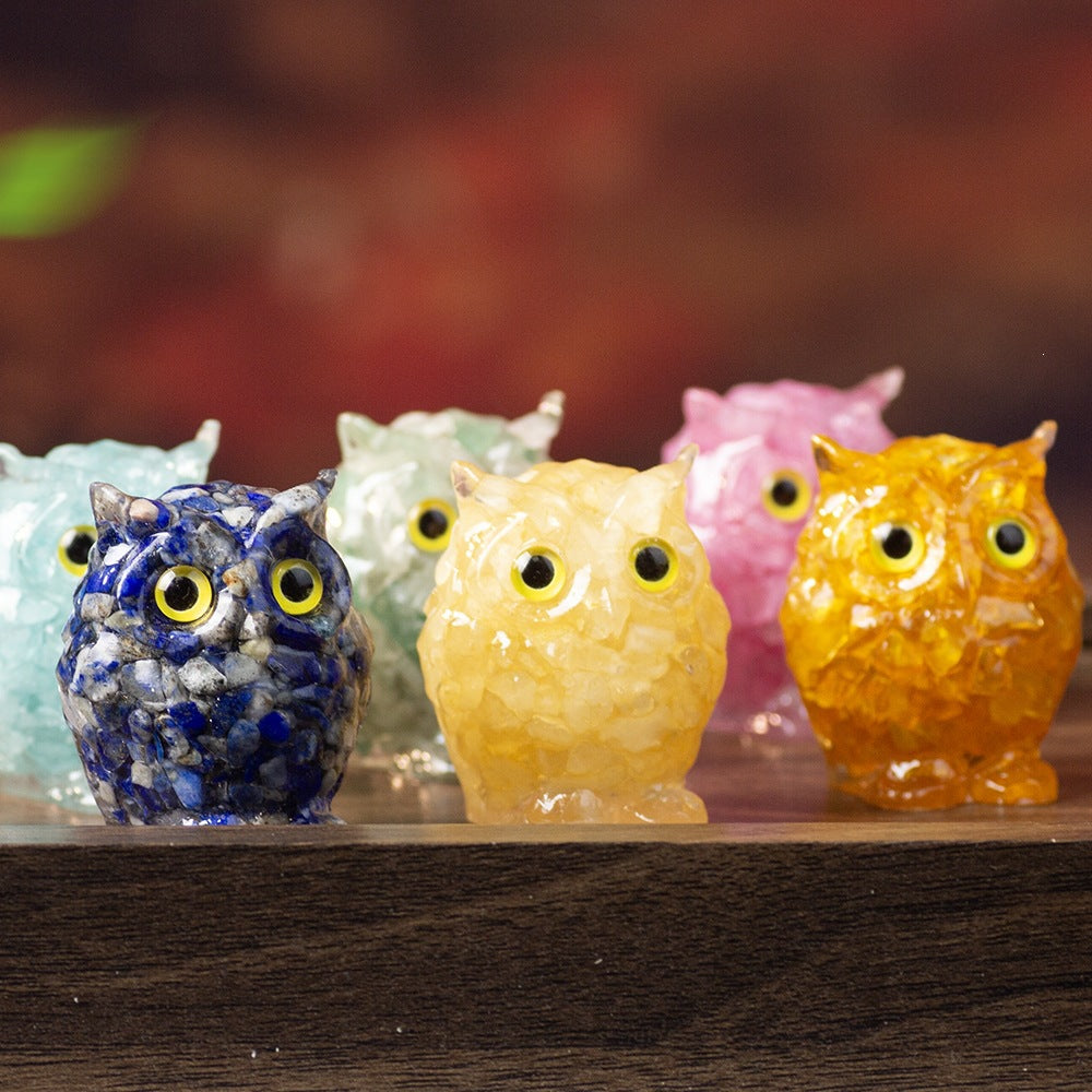 Cartoon Style Resin Owl Ornament For Birthday Decoration, Charming And Durable Home Decor