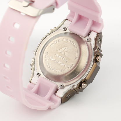 Unisex Electronic Watch With Rectangle Dial, Plastic Case And Plastic Mirror, Number Display, Silica Gel Strap