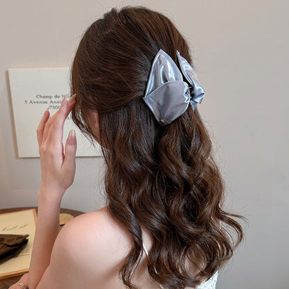 Sweet Satin Hair Claw For Women With Shell Inlay, Perfect Hairpin Accessory For Summer