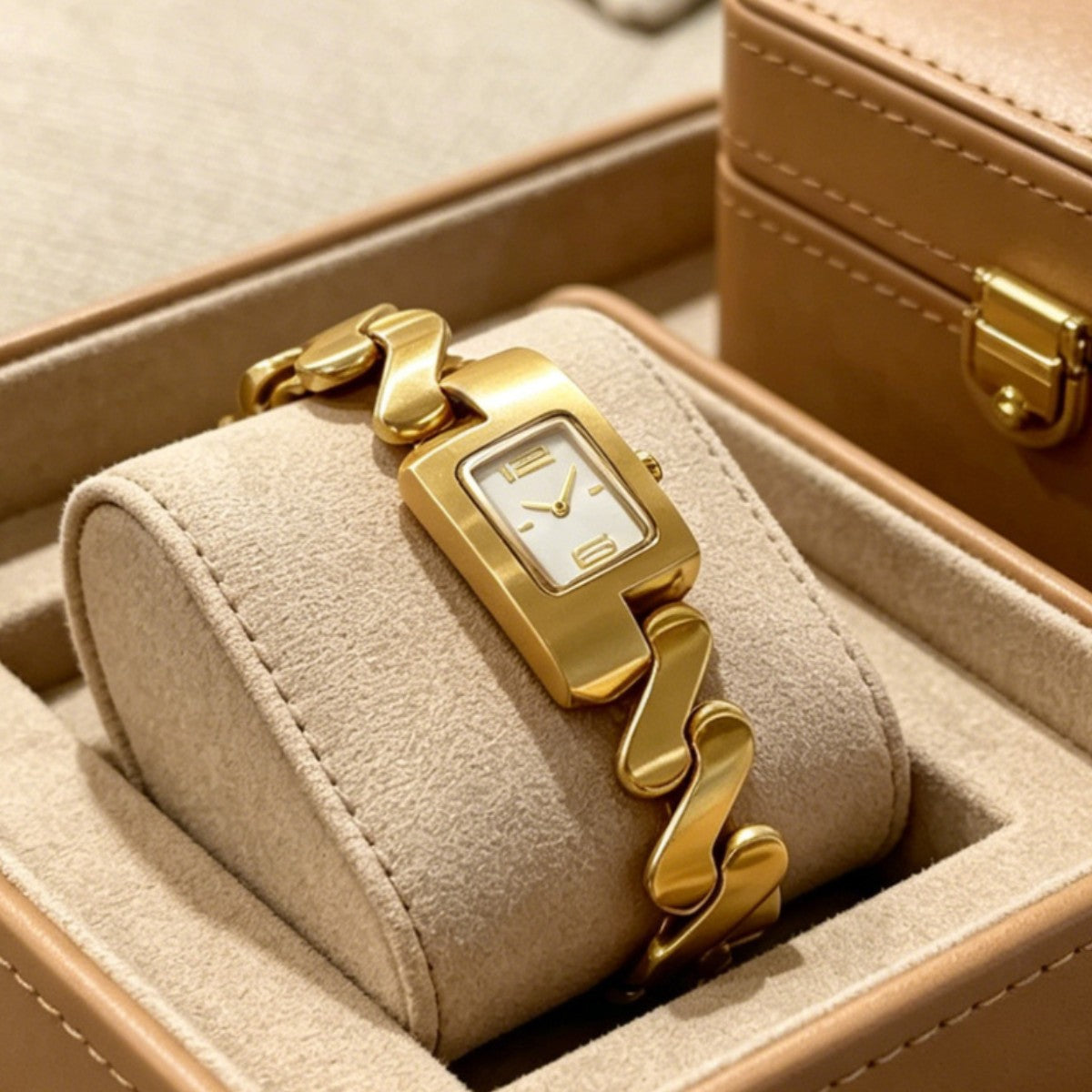 Women’s Quartz Watch With Square Dial, Stainless Steel Strap, Single Folding Buckle, And Ordinary Glass Mirror