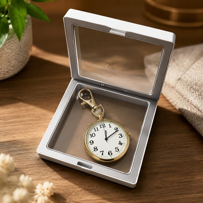 Unisex Round Dial Quartz Movement Strap Pocket Watch With Plexiglass Mirror And Plastic Case Featuring Pointer And Number Display