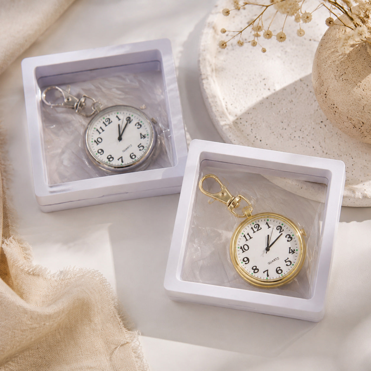 Unisex Round Dial Quartz Movement Strap Pocket Watch With Plexiglass Mirror And Plastic Case Featuring Pointer And Number Display