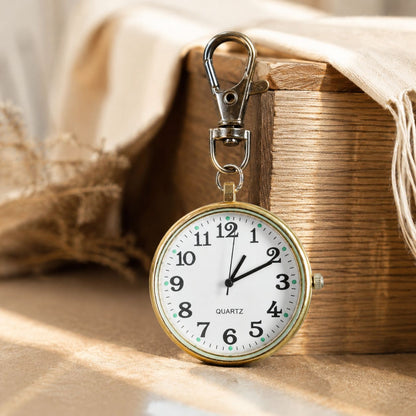 Unisex Round Dial Quartz Movement Strap Pocket Watch With Plexiglass Mirror And Plastic Case Featuring Pointer And Number Display