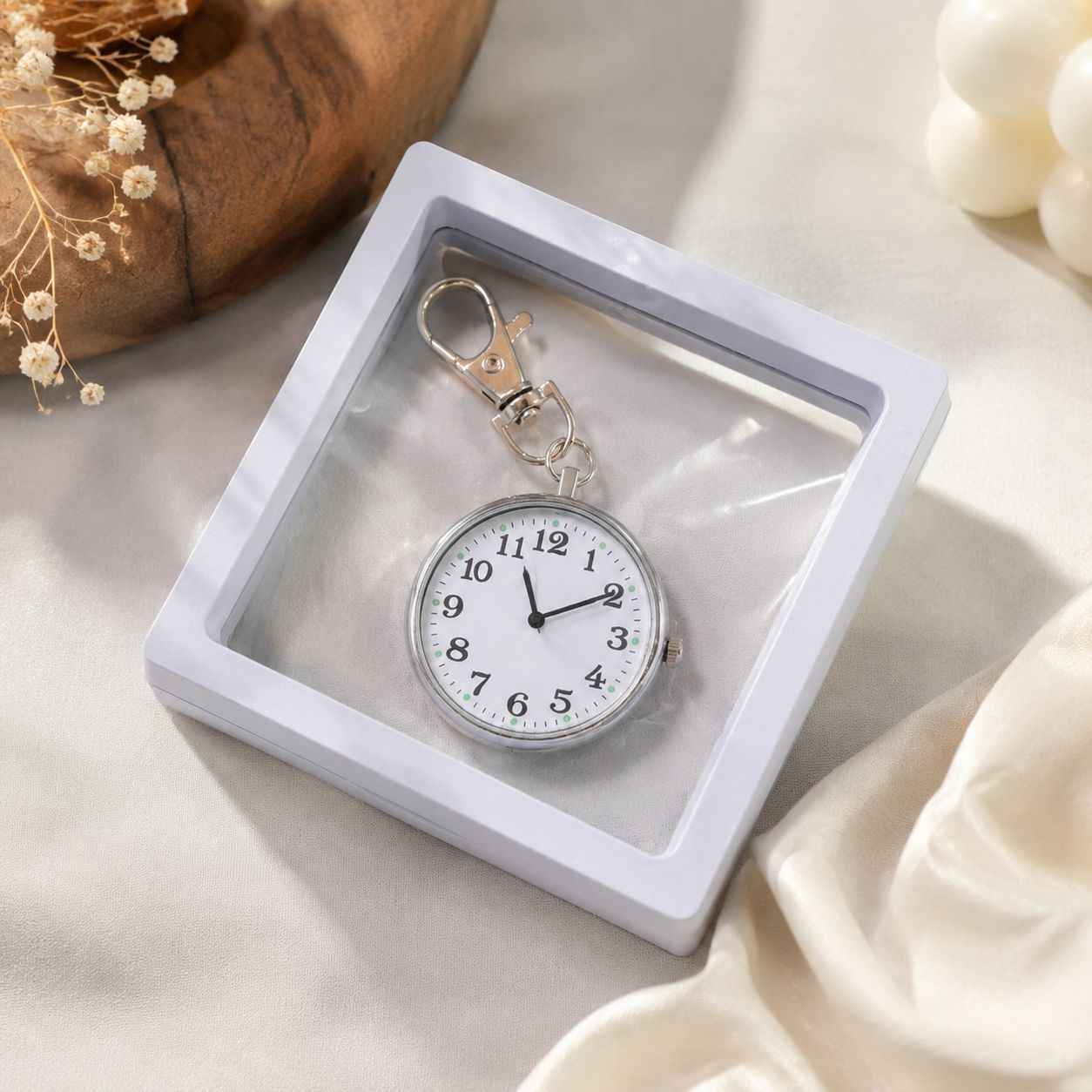 Unisex Round Dial Quartz Movement Strap Pocket Watch With Plexiglass Mirror And Plastic Case Featuring Pointer And Number Display