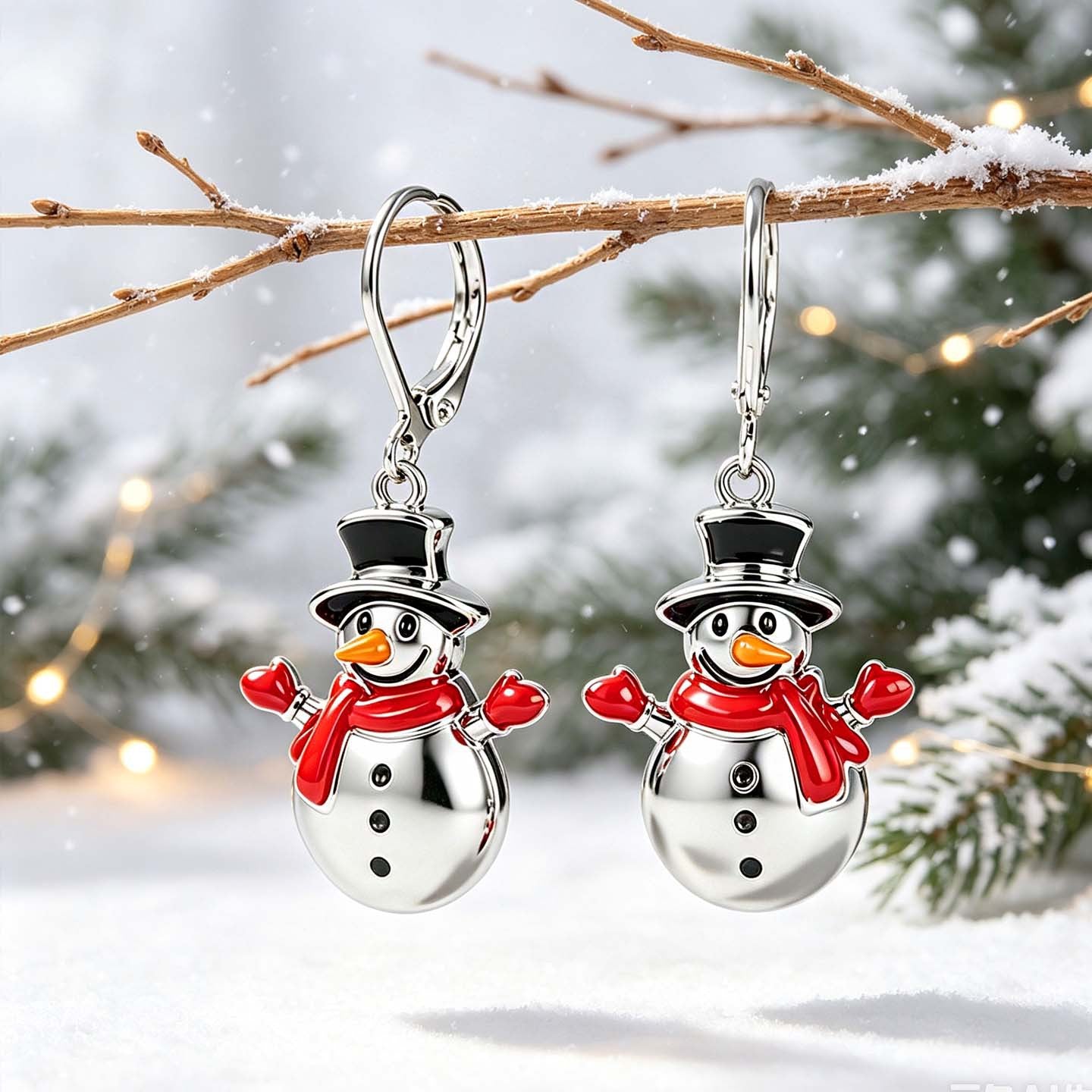 Snowman Drop Earrings For Women In Electroplated Copper Featuring Copper Ear Pins, Perfect For Christmas