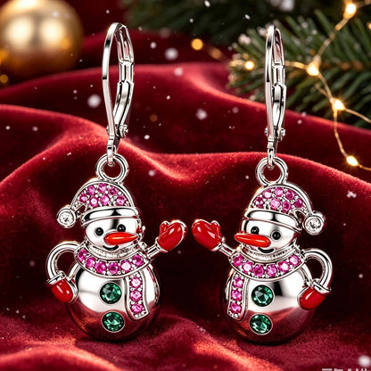 Snowman Drop Earrings For Women In Electroplated Copper Featuring Copper Ear Pins, Perfect For Christmas