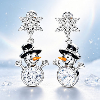 Snowman Drop Earrings For Women In Electroplated Copper Featuring Copper Ear Pins, Perfect For Christmas