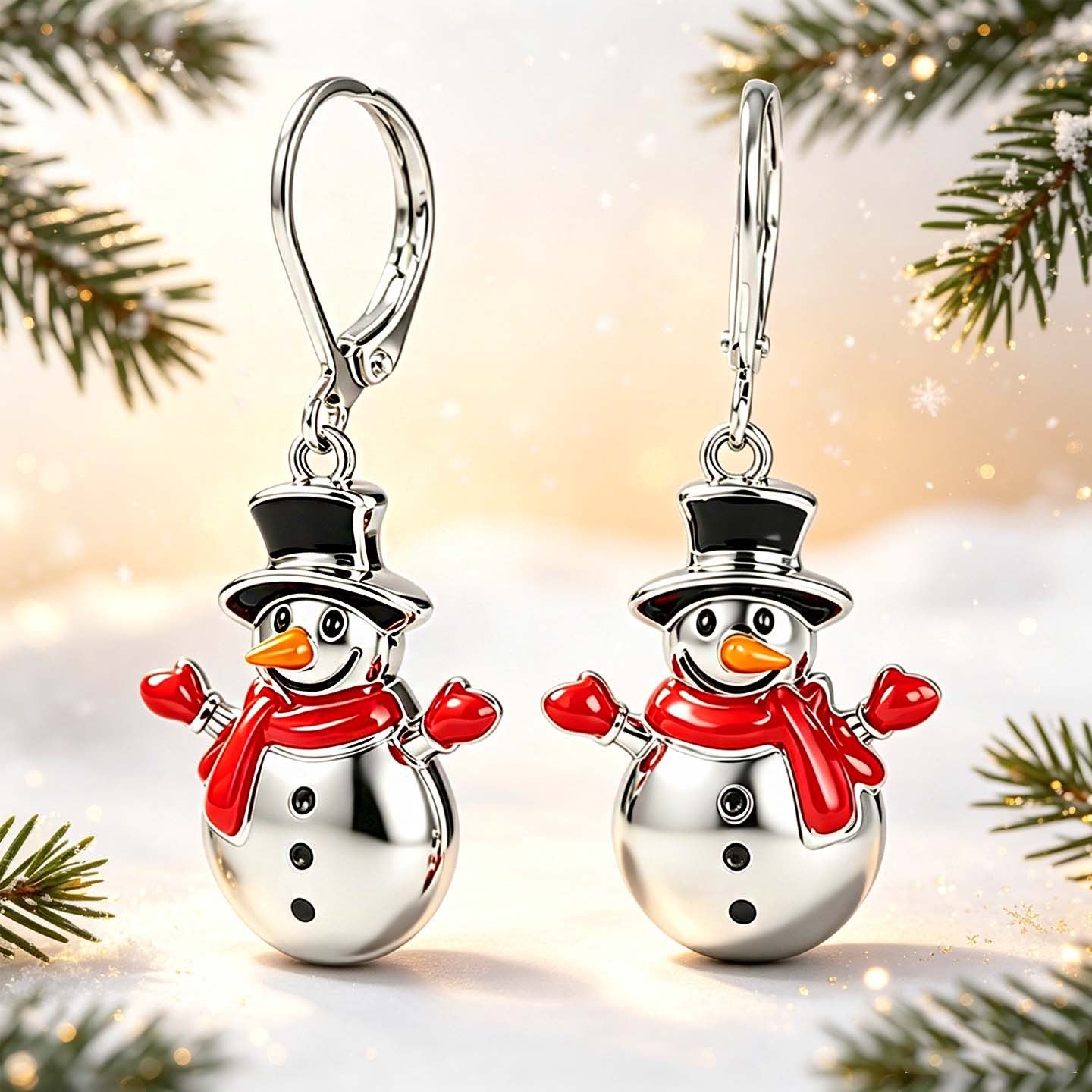 Snowman Drop Earrings For Women In Electroplated Copper Featuring Copper Ear Pins, Perfect For Christmas