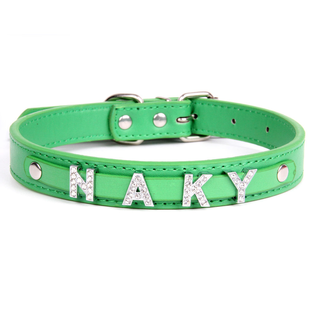 Halloween PU Leather Pet Collar For All Seasons Featuring Durable Letter Pattern Design