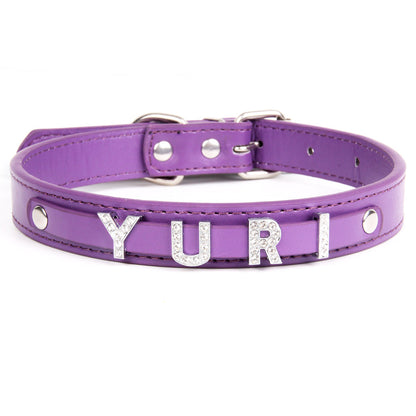 Halloween PU Leather Pet Collar For All Seasons Featuring Durable Letter Pattern Design