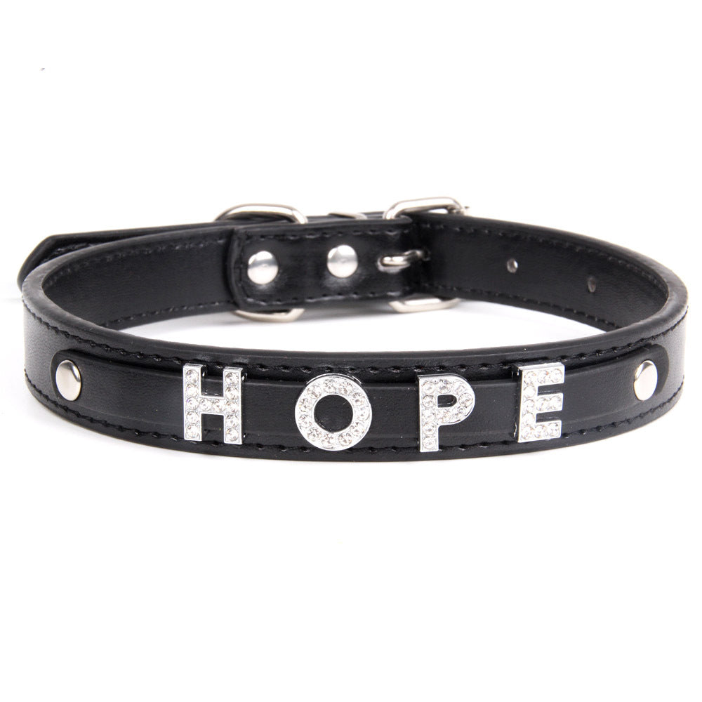 Halloween PU Leather Pet Collar For All Seasons Featuring Durable Letter Pattern Design