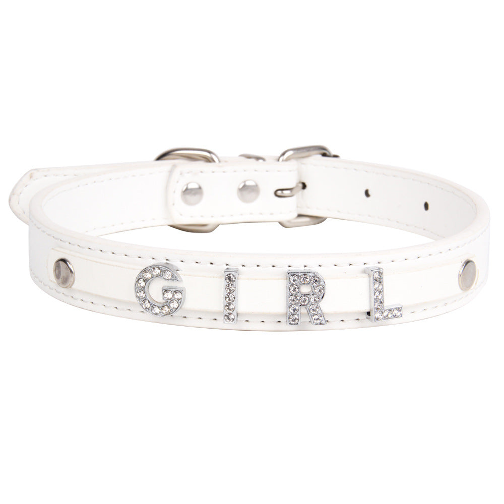 Halloween PU Leather Pet Collar For All Seasons Featuring Durable Letter Pattern Design