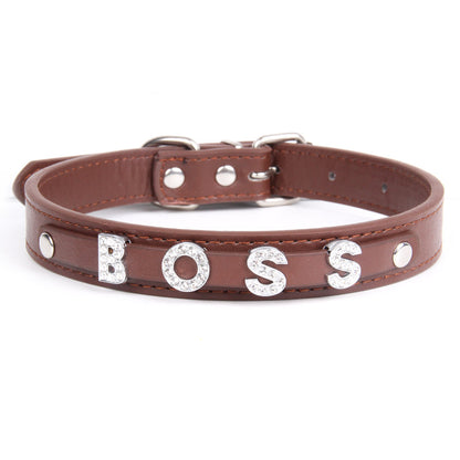 Halloween PU Leather Pet Collar For All Seasons Featuring Durable Letter Pattern Design