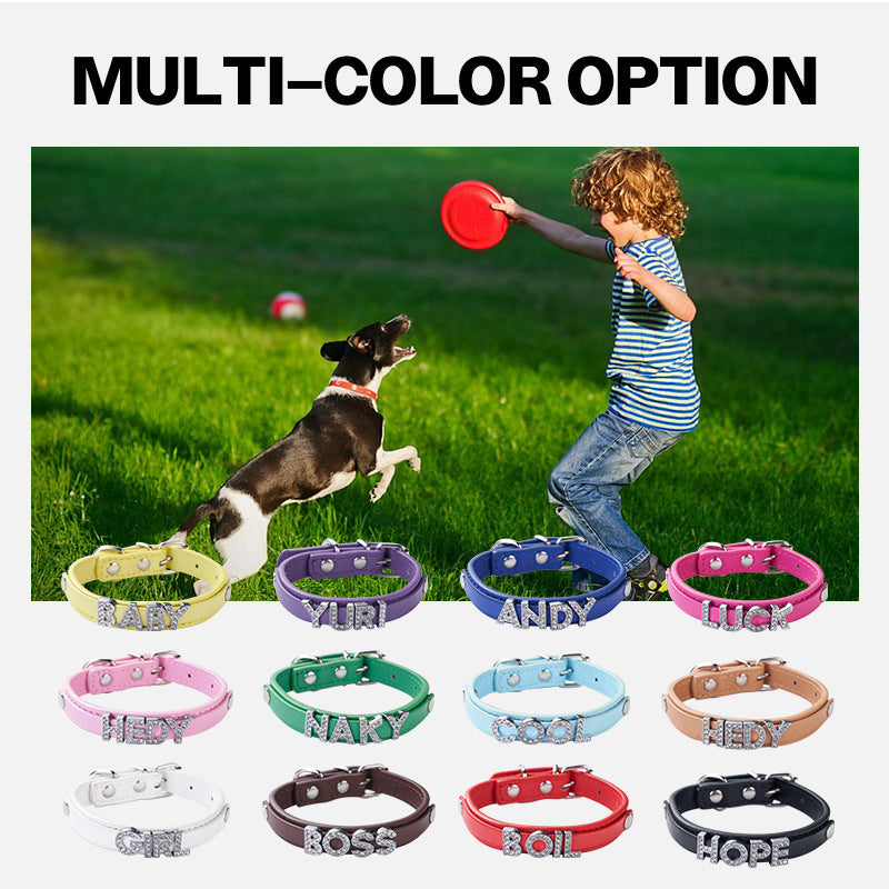 Halloween PU Leather Pet Collar For All Seasons Featuring Durable Letter Pattern Design