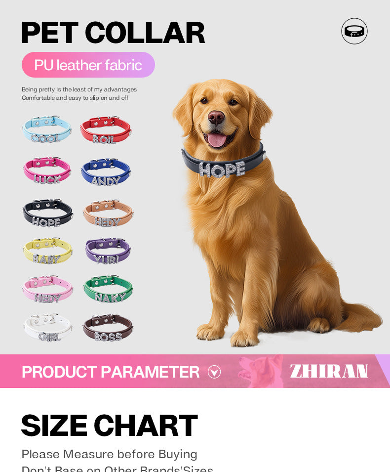 Halloween PU Leather Pet Collar For All Seasons Featuring Durable Letter Pattern Design