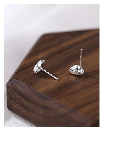 Heart Shape Stud Earrings For Women In Simple Style, Crafted With Brushed S999 Silver In Silver Color