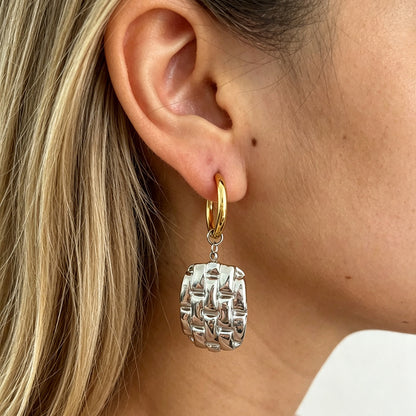 Geometric Electroplated Earrings For Women In 304 Stainless Steel With 18K Real Gold PVD Coated Plating And 0.01µm Thickness
