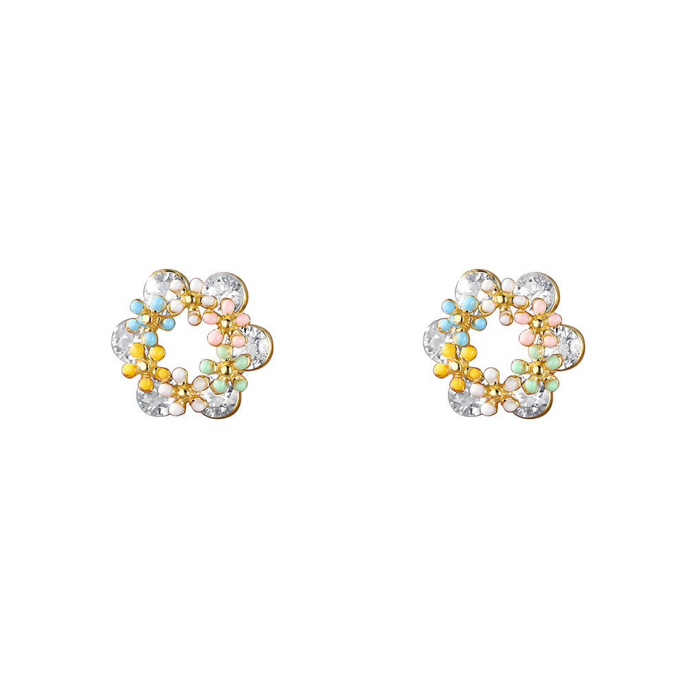 Sweet Style Garlands For Women Stud Earrings Made Of S999 Silver Featuring Epoxy Colour