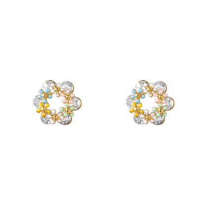 Sweet Style Garlands For Women Stud Earrings Made Of S999 Silver Featuring Epoxy Colour
