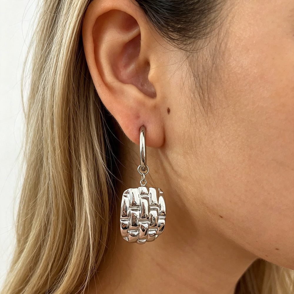 Geometric Electroplated Earrings For Women In 304 Stainless Steel With 18K Real Gold PVD Coated Plating And 0.01µm Thickness