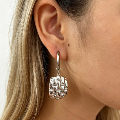 Geometric Electroplated Earrings For Women In 304 Stainless Steel With 18K Real Gold PVD Coated Plating And 0.01µm Thickness