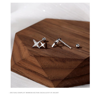 Star Stud Earrings For Women In , Made Of S999 Silver With Platinum Plating