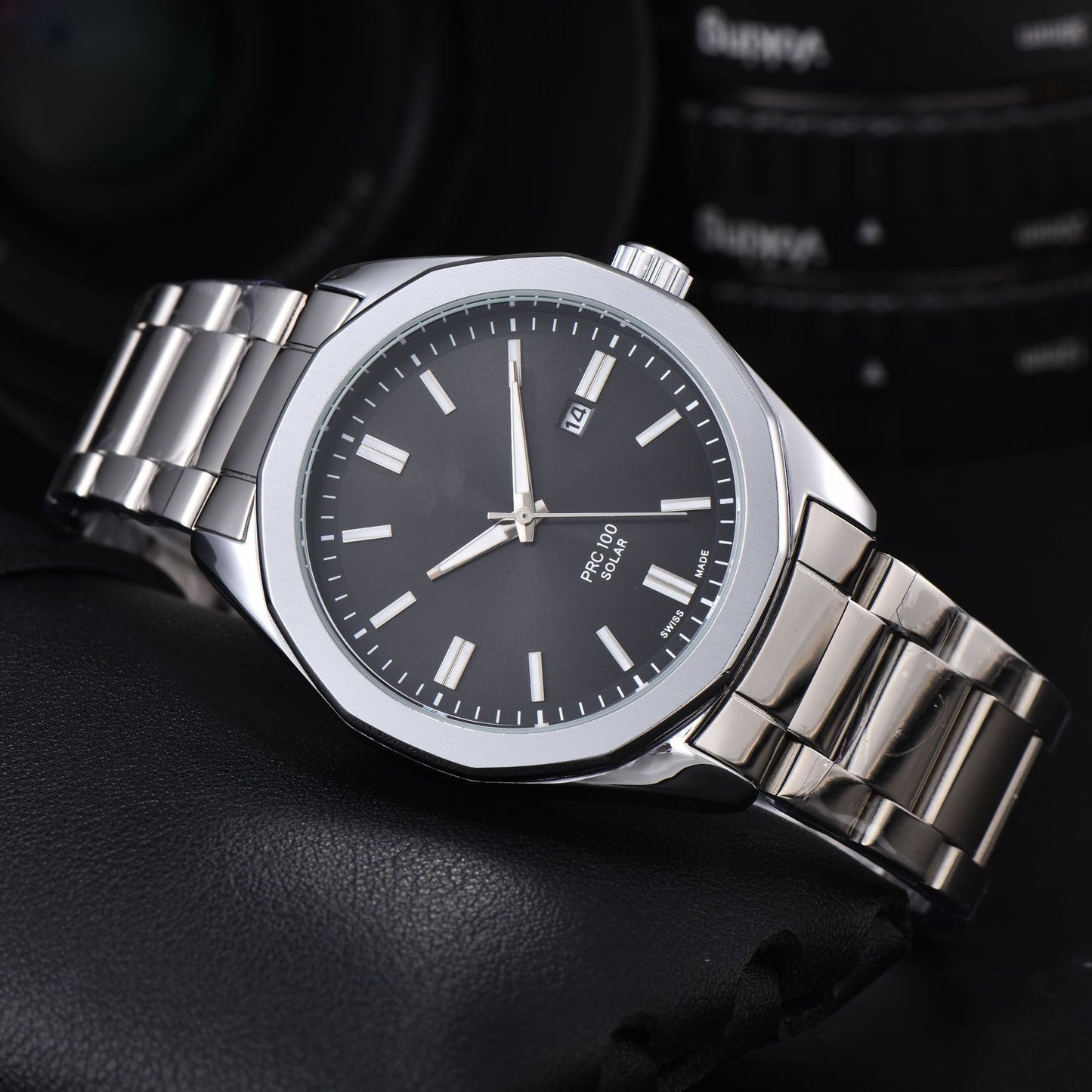 Men's Quartz Watch With Round Dial, Steel Belt Strap, Pin Buckle, And Tempered Glass Mirror