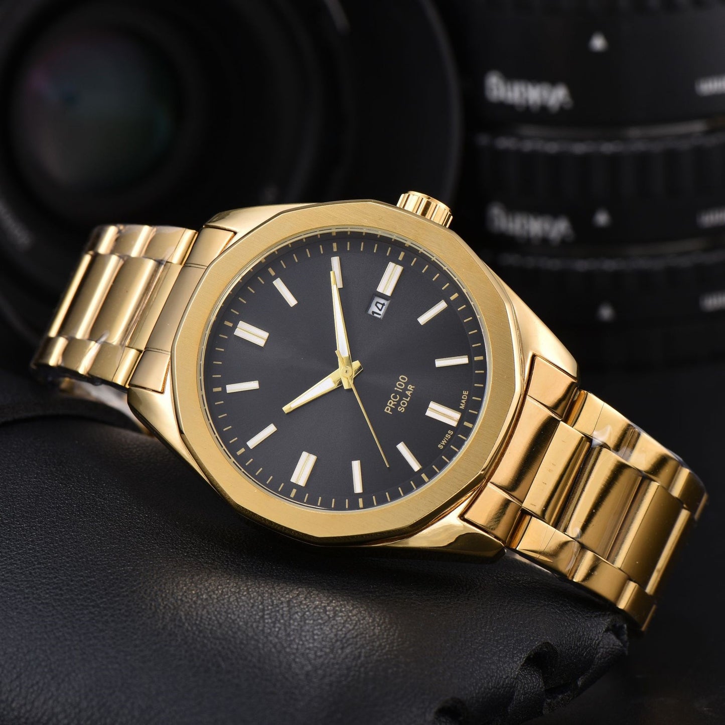 Men's Quartz Watch With Round Dial, Steel Belt Strap, Pin Buckle, And Tempered Glass Mirror