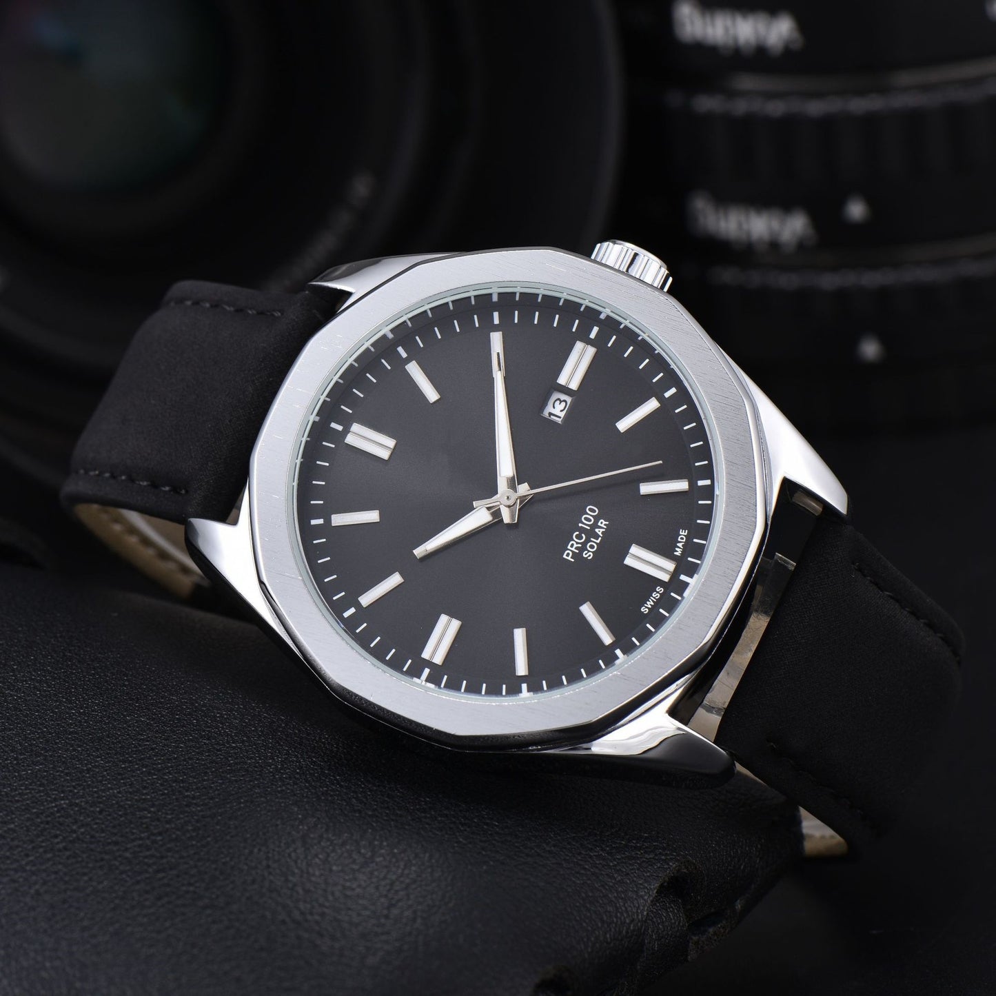 Men's Quartz Watch With Round Dial, Steel Belt Strap, Pin Buckle, And Tempered Glass Mirror