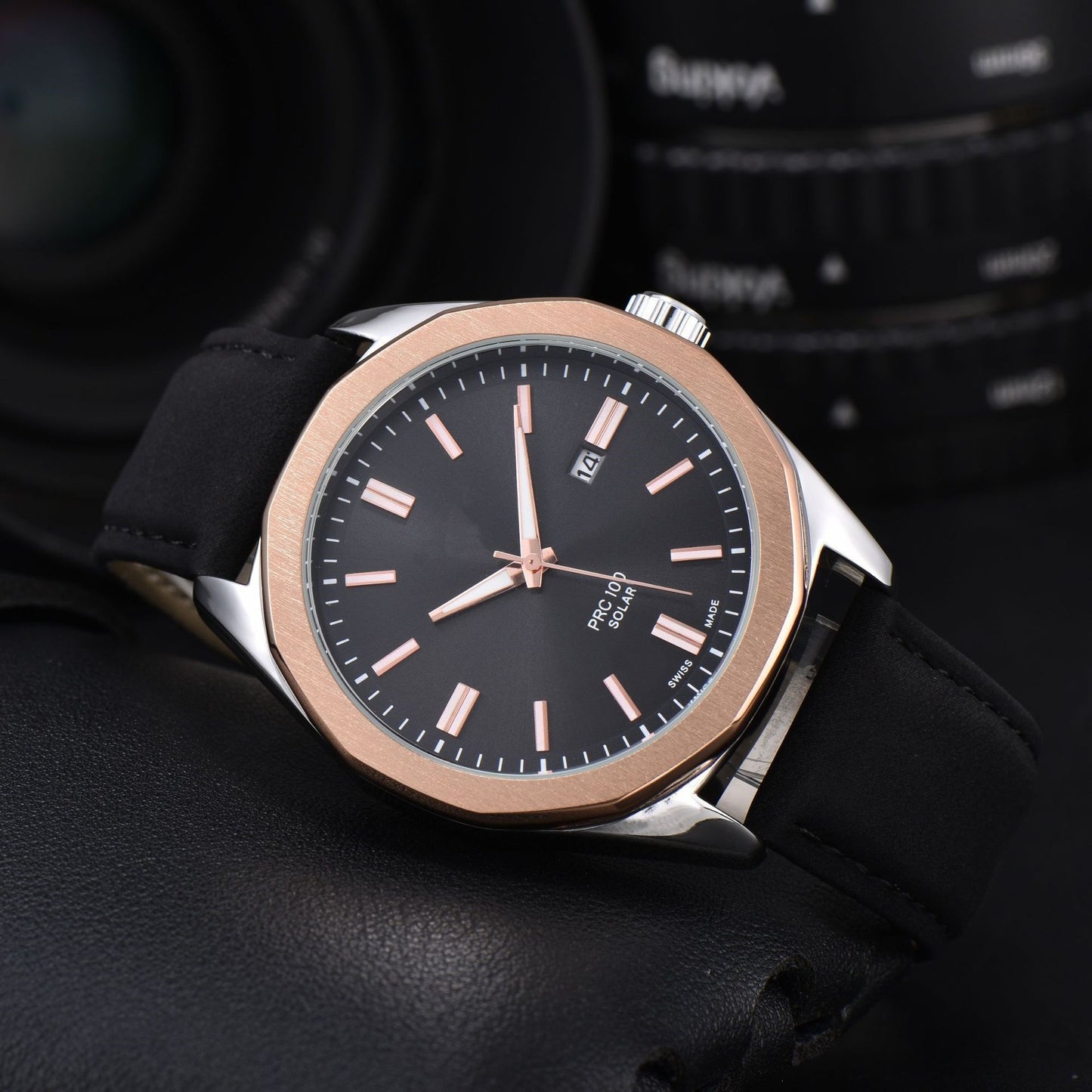 Men's Quartz Watch With Round Dial, Steel Belt Strap, Pin Buckle, And Tempered Glass Mirror