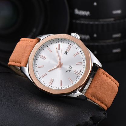 Men's Quartz Watch With Round Dial, Steel Belt Strap, Pin Buckle, And Tempered Glass Mirror
