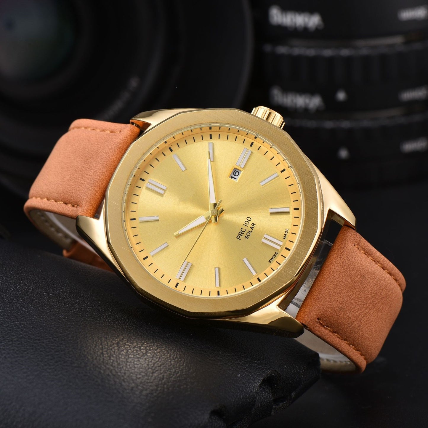 Men's Quartz Watch With Round Dial, Steel Belt Strap, Pin Buckle, And Tempered Glass Mirror