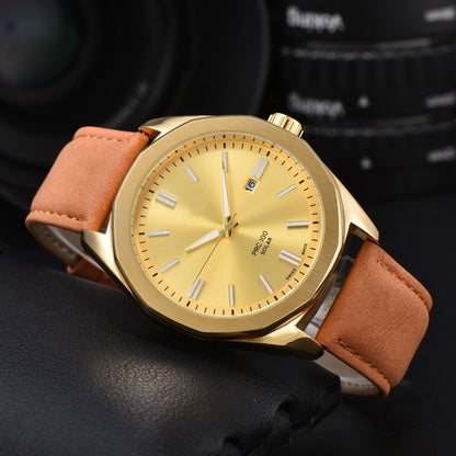 Men's Quartz Watch With Round Dial, Steel Belt Strap, Pin Buckle, And Tempered Glass Mirror