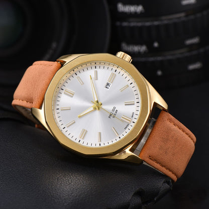 Men's Quartz Watch With Round Dial, Steel Belt Strap, Pin Buckle, And Tempered Glass Mirror