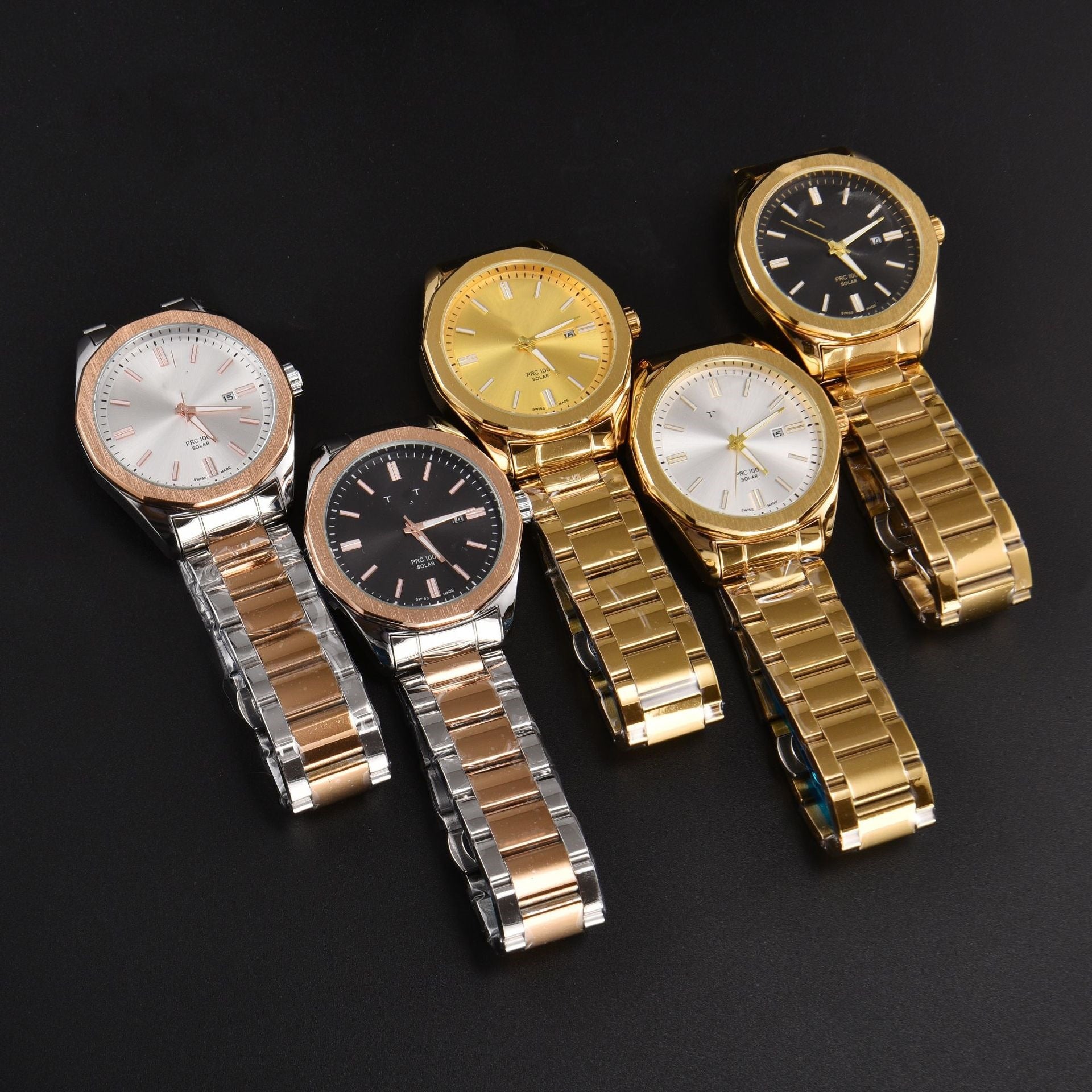 Men's Quartz Watch With Round Dial, Steel Belt Strap, Pin Buckle, And Tempered Glass Mirror