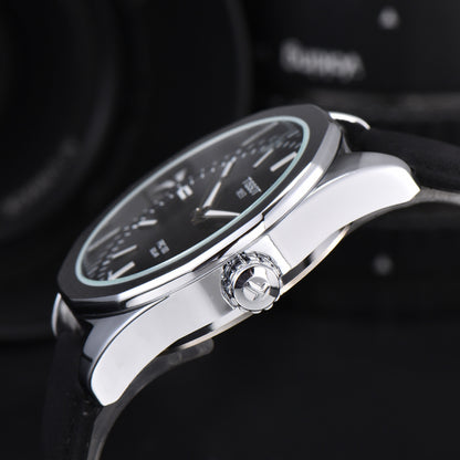 Men's Quartz Watch With Round Dial, Steel Belt Strap, Pin Buckle, And Tempered Glass Mirror