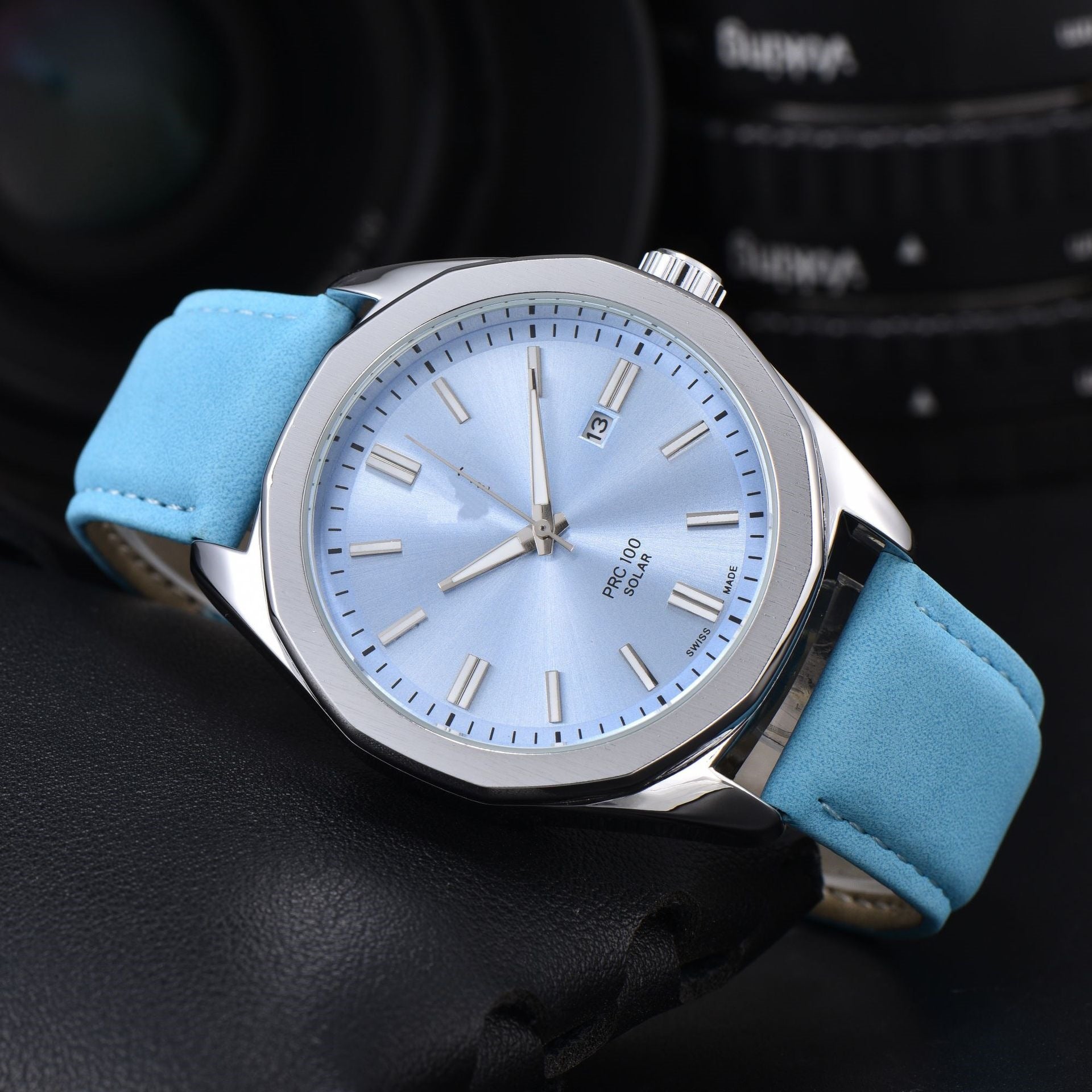 Men's Quartz Watch With Round Dial, Steel Belt Strap, Pin Buckle, And Tempered Glass Mirror