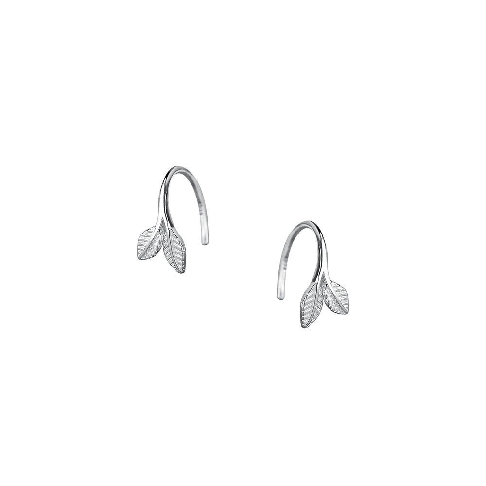 Sweet Leaves Ear Hook For Women In Silver Featuring S999 Silver Material For MAMA Festival