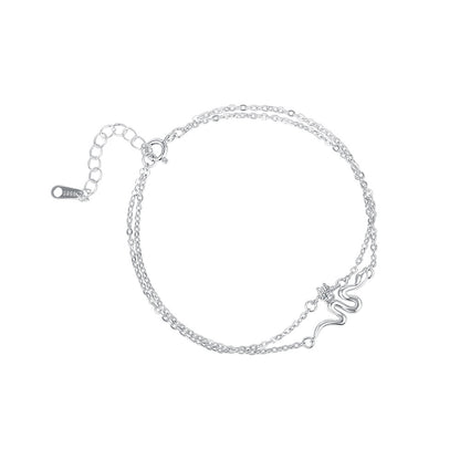 Retro Style Snake Bracelet For Women In Electroplated S999 Silver