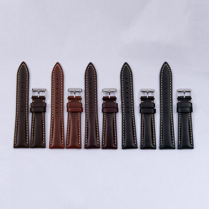 Unisex Retro Watch Strap In Genuine Leather Featuring Totem Pattern, Available In Dyed Black