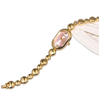 Women's Oval Quartz Watch With Alloy Strap And Jewelry Buckle Featuring Plexiglass Mirror Material